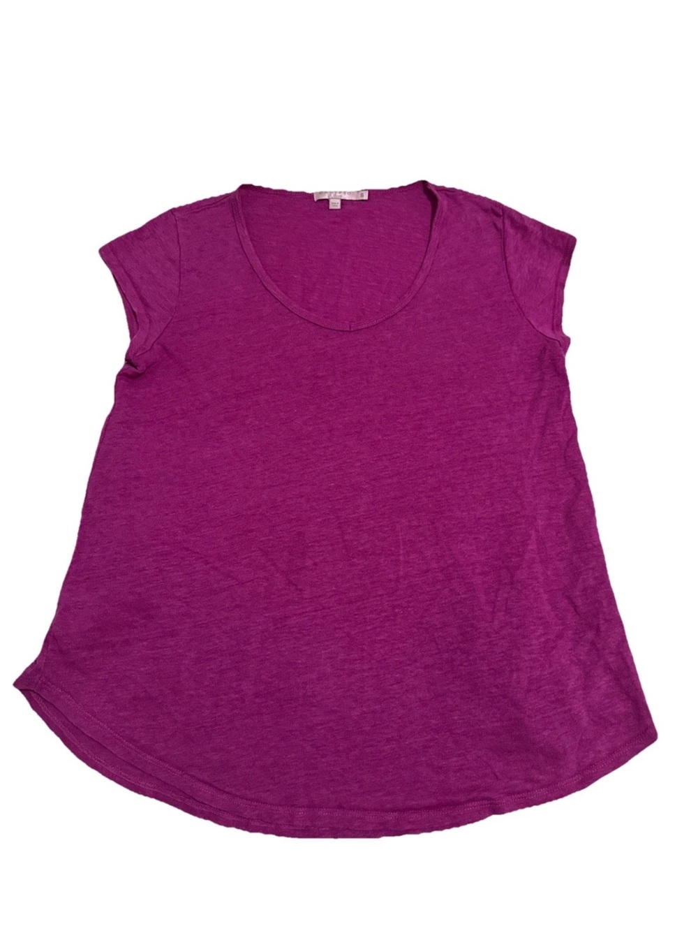 Calypso St. Barth Top 100% Linen Knit  Short Sleeve Purple Sz S Gd Condition